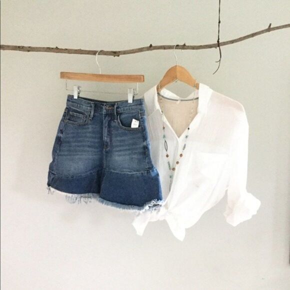 denim Mini Skirt with Ruffle - Picture 2 of 7